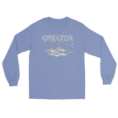 Creator Mind Cinematic Long Sleeve by Quinton Stocton Photography lavender with dripping metallic logo and reflection