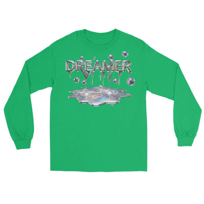 Dreamer Mind Cinematic Long Sleeve by Quinton Stocton Photography, green with metallic 'DREAMER' dripping logo.