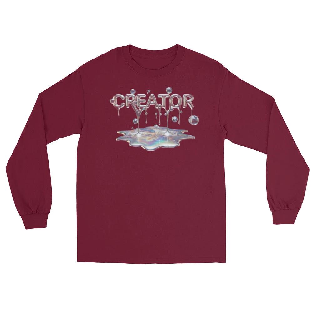 Creator Mind Cinematic Long Sleeve by Quinton Stocton Photography featuring dripping CREATOR MIND text above a puddle.