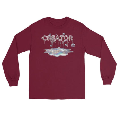 Creator Mind Cinematic Long Sleeve by Quinton Stocton Photography featuring dripping CREATOR MIND text above a puddle.