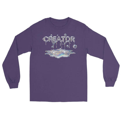 Creator Mind Cinematic Long Sleeve by Quinton Stocton Photography on purple with dripping metallic CREATOR MIND graphic