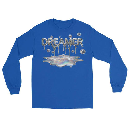 Dreamer Mind Cinematic Long Sleeve by Quinton Stocton Photography with metallic DREAMER over iridescent puddle on shirt